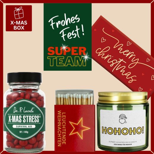 Geschenkbox Weihnachten – Mitarbeitergeschenk „Super Team“ (Set 2)