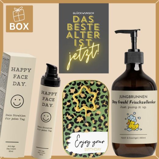 Geschenkbox Geburtstag – Geburtstagsgeschenk „Das beste Alter ist jetzt!“ (Set 3)