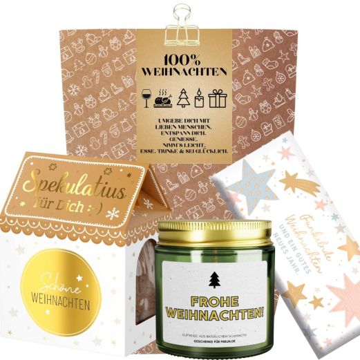 Geschenktüte „100% Weihnachten“ - Aufmerksamkeit zum Weihnachtsfest (Set 4)