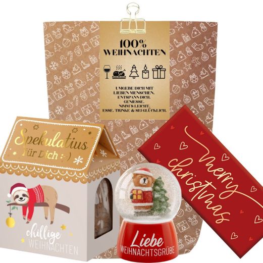 Geschenktüte „100% Weihnachten“ - Kleinigkeit zum Weihnachtsfest (Set 4)