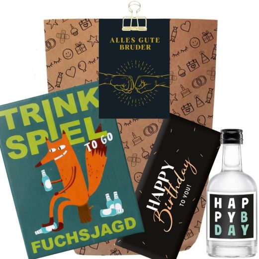 Geschenktüte Geburtstag – Lustiges Geburtstagsgeschenk „Alles Gute Bruder“ (Set 1)