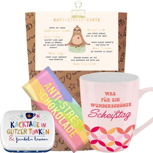 Geschenktüte witziges Bürogeschenk „Anti-Stress“ – Kolleginnengeschenk (Set 1)