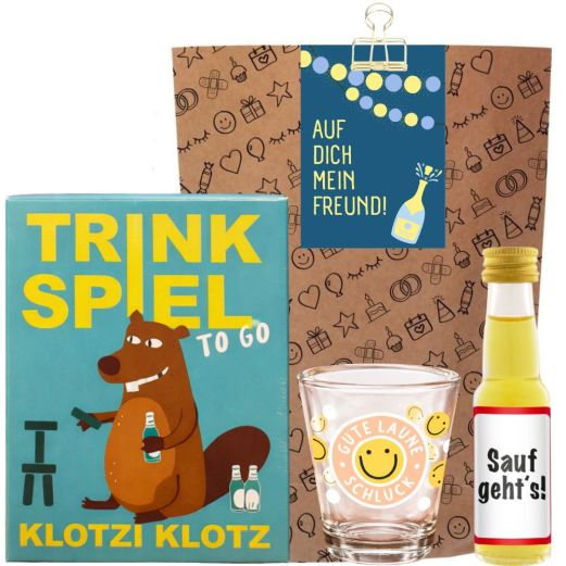 Lustiges Geburtstagsgeschenk Geschenktüte „Auf dich mein Freund“ (Set 2)