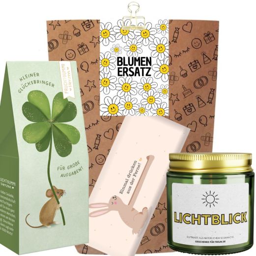 Geschenktüte „Blumenersatz“ – Aufmerksamkeit statt Blumen (Set 6)