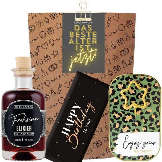 Geschenktüte Geburtstag – Geburtstagsgeschenk „Das beste Alter ist jetzt!“ (Set 3)