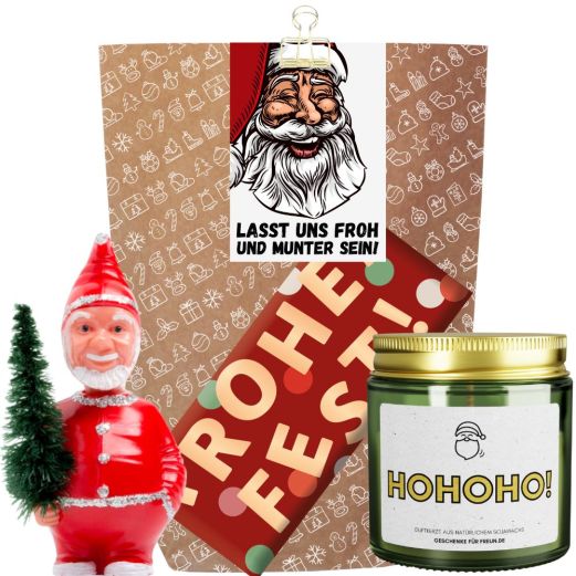 Geschenktüte Weihnachten – Witziges Wichtelgeschenk „Froh und munter sein!“ (Set 5)