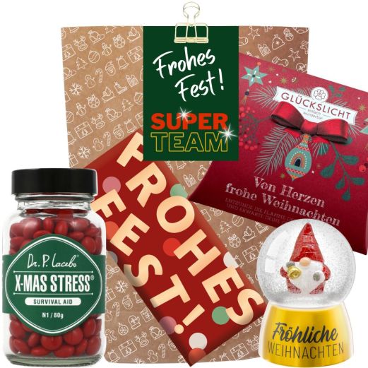 Geschenktüte Weihnachten – Mitarbeitergeschenk „Super Team“ (Set 1)