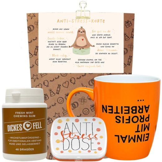 Geschenktüte witziges Bürogeschenk „Anti-Stress“ – Kollegengeschenk (Set 2)