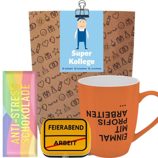 Geschenktüte Mitarbeitergeschenk „Super Kollege“ (Set 10)
