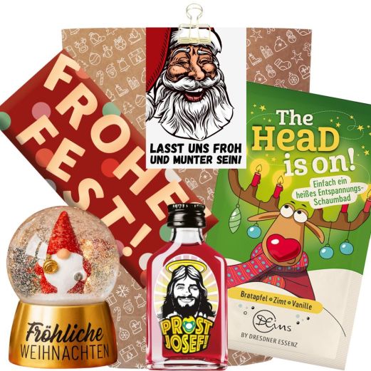 Geschenktüte – Lustiges Weihnachtsgeschenk „Froh und munter sein!“ (Set 10)
