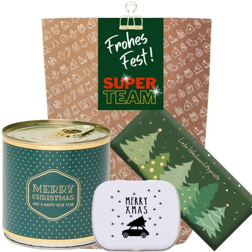 Geschenktüte Weihnachten – Mitarbeitergeschenk „Super Team“ (Set 9)