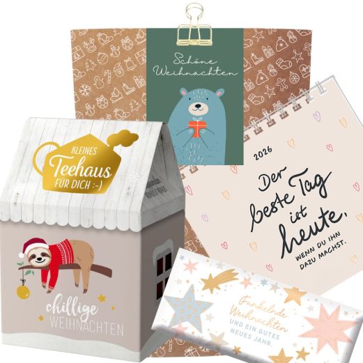 Geschenktüte „Schöne Weihnachten“ – Kleines Weihnachtsgeschenk (Bär – Set 2)