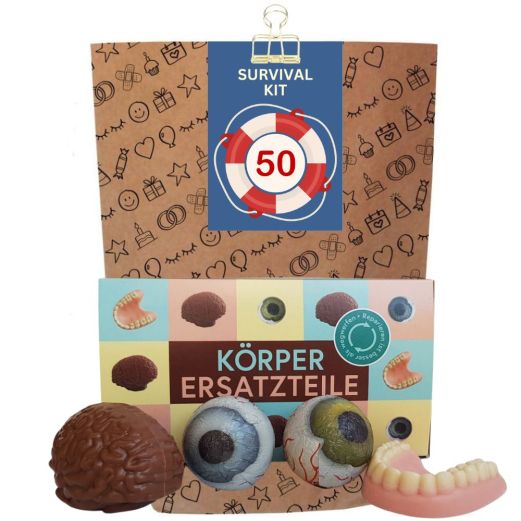 Lustiges Geschenk zum 50. Geburtstag „Survival Kit“ (Set 1)