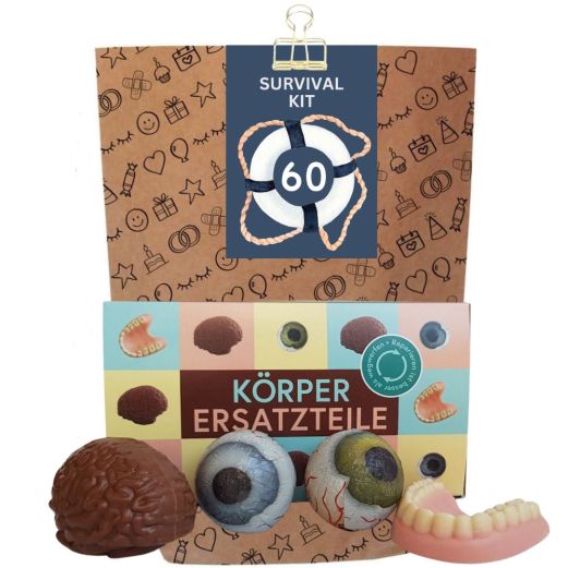 Geschenktüte zum 60. Geburtstag – Lustiges Überlebenspaket (Set 3)