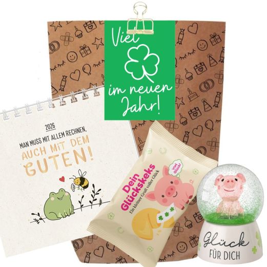 Geschenktüte „Viel Glück im neuen Jahr“ – Glücksbringer fürs neue Jahr (Set 8)