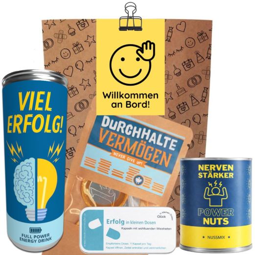 Geschenktüte Onboarding – Welcome Kit „Willkommen an Bord!“ (Set 4)