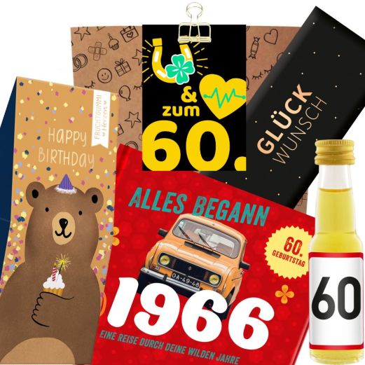 Geschenktüte zum 60. Geburtstag „Glück & Gesundheit“ (Set 2)