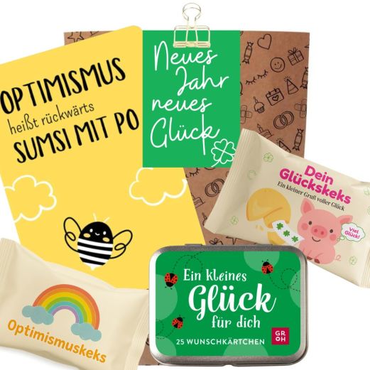 Geschenktüte „Neues Jahr, neues Glück!“ - kleine Aufmerksamkeit für Neujahr (Set 5)