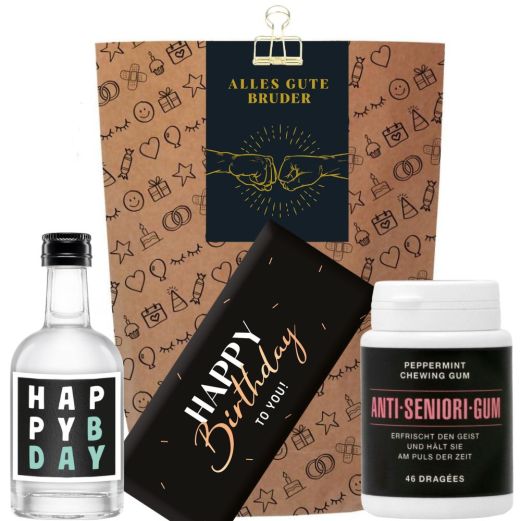 Geschenktüte Geburtstag – Lustiges Geburtstagsgeschenk „Alles Gute Bruder“ (Set 3)