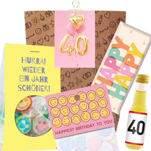 Geschenktüte zum 40. Geburtstag - Ballons (Set 6)