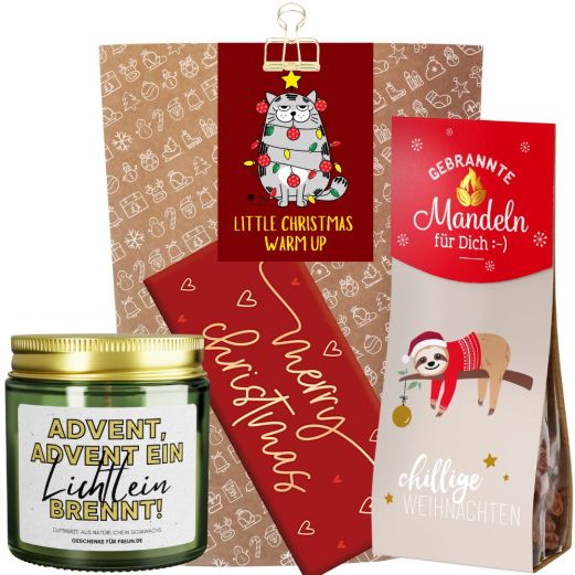 Geschenktüte „Christmas Warm Up“ – Lustiges Wichtelgeschenk für Freund:in (Set 2)