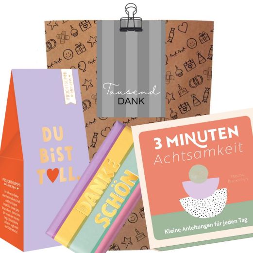Geschenktüte Danke – Dankeschön Geschenk „Tausend Dank“ (Set 1)