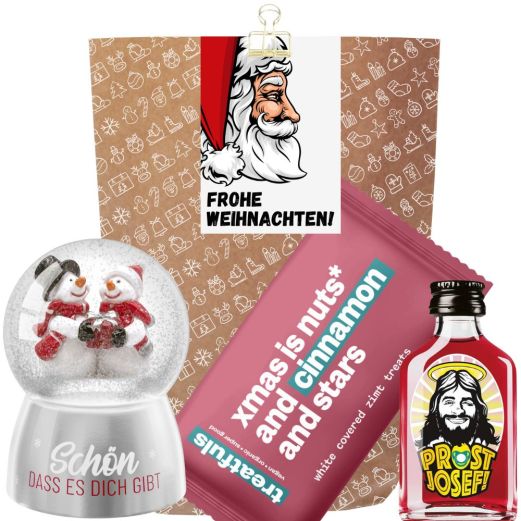 Geschenktüte „Frohe Weihnachten“ - Lustiges Weihnachtsgeschenk (Weihnachtsmann - Set 1)