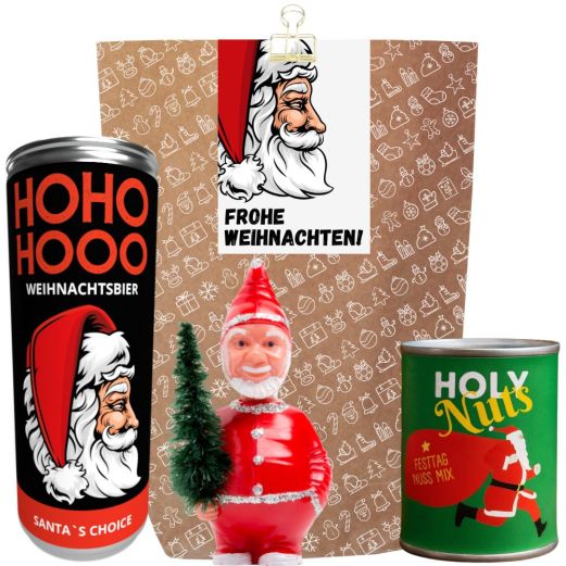Geschenktüte „Frohe Weihnachten“ - Lustiges Weihnachtsgeschenk (Weihnachtsmann - Set 2)