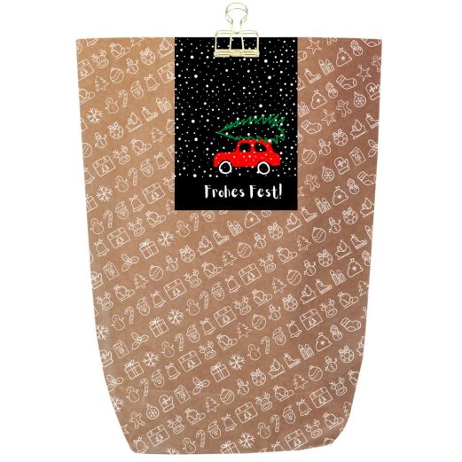 Geschenktüte “Frohes Fest“ – Motiv Auto – zum Befüllen