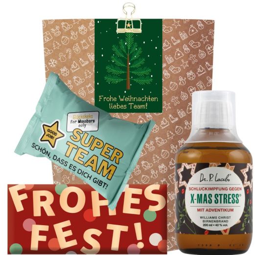 Geschenktüte „Frohe Weihnachten Liebes Team“ – Weihnachtsgeschenk für Mitarbeiter (Set  5)