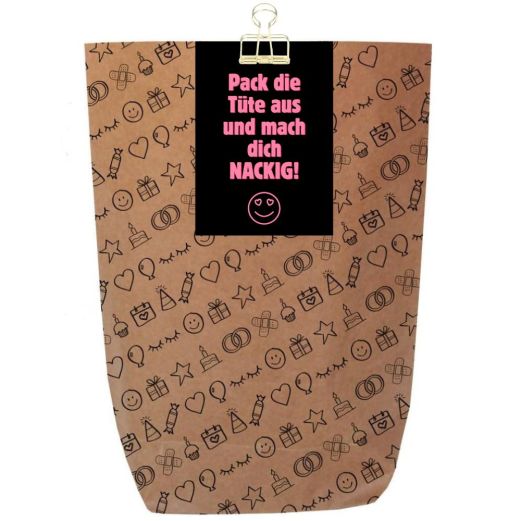 Lustige Geschenktüte „Mach dich nackig – Zum Befüllen – 