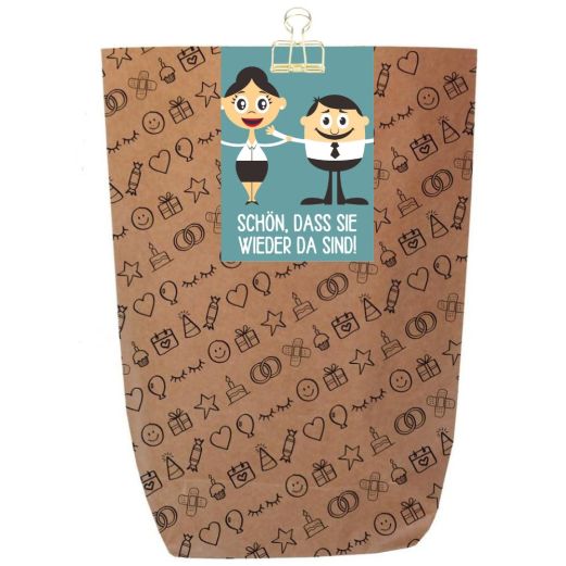 Geschenktüte „Schön, dass Sie wieder da sind!“ – zum Befüllen