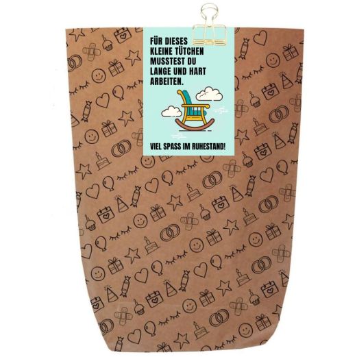 Geschenktüte „Viel Spaß im Ruhestand!“ – zum Befüllen