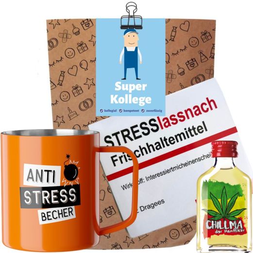 Geschenktüte lustiges Kollegengeschenk „Super Kollege“ (Set 5)