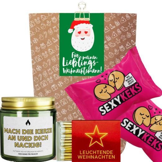 Geschenktüte „Lieblingsweihnachtsmann“ – Lustiges Weihnachtsgeschenk für Freund (Set 5)
