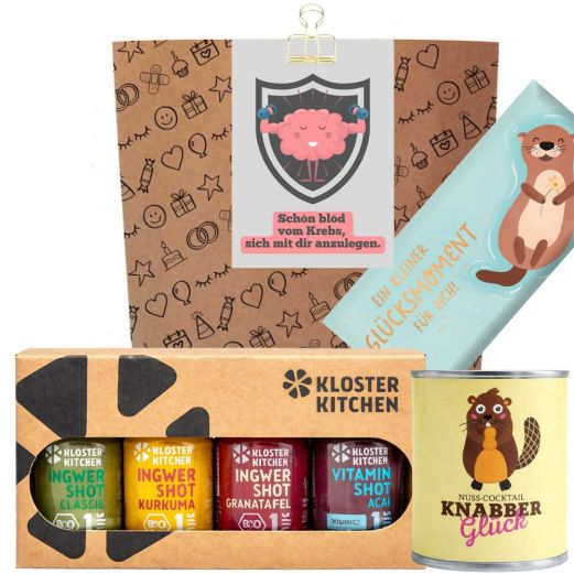 Geschenktüte Gute Besserung – für Krebspatienten „Schön blöd vom Krebs“  (Set 6)