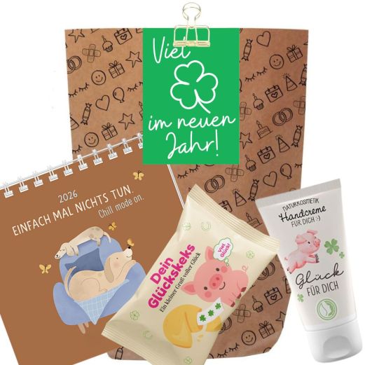 Geschenktüte „Viel Glück im neuen Jahr“ – Glücksgruß zum Jahresstart (Set 6)
