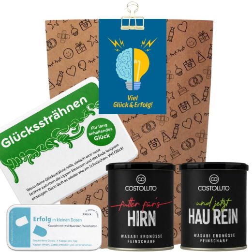 Geschenktüte „Viel Glück & Erfolg“ – Geschenk zur Prüfung oder zum Jobstart (Set 11)