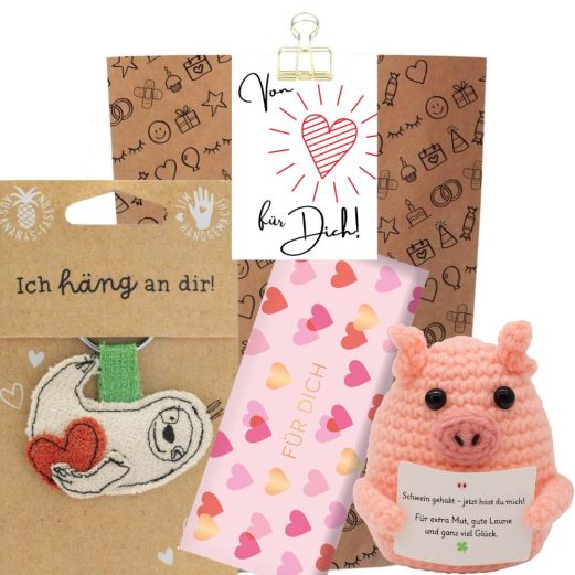 Geschenktüte Freundschaft – Geschenkset „Von Herzen für dich!“ (Set 7)