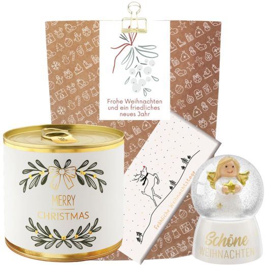 Geschenktüte „Frohe Weihnachten“ - Liebevolles Weihnachtsgeschenk (Mistelzweig – Set 4)