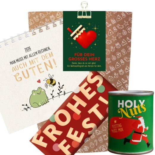 Geschenktüte Weihnachten – Weihnachtsgeschenk „Für dein großes Herz“ (Set 2)