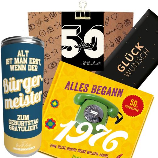 Geschenktüte 50. Geburtstag – Geschenkset „50 Years“ (Set 3)