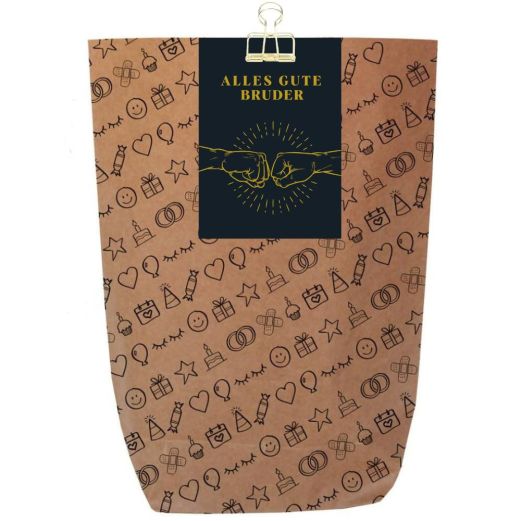 Geschenktüte für lustiges Geburtstagsgeschenk „Alles Gute Bruder“ - zum Befüllen