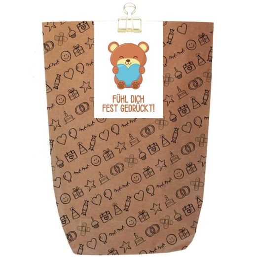 Geschenktüte FÜHL DICH FEST GEDRÜCKT! - zum Befüllen