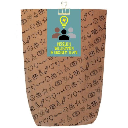Geschenktüte Onboarding „Herzlich Willkommen in unserem Team“ - zum Befüllen