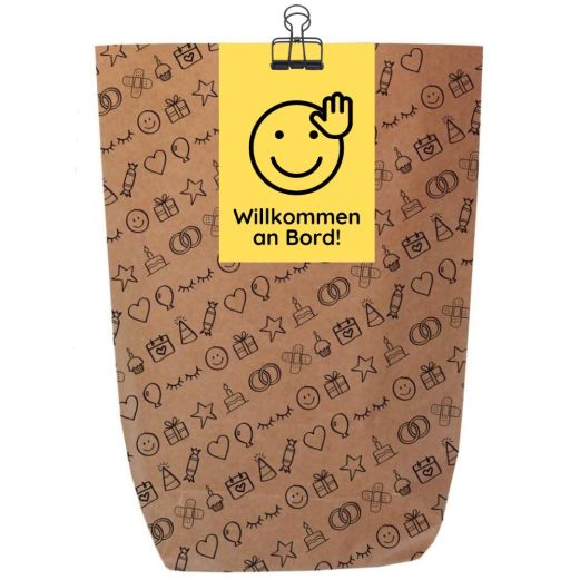 Geschenktüte Onboarding – Welcome Kit „Willkommen an Bord!“ – zum Befüllen