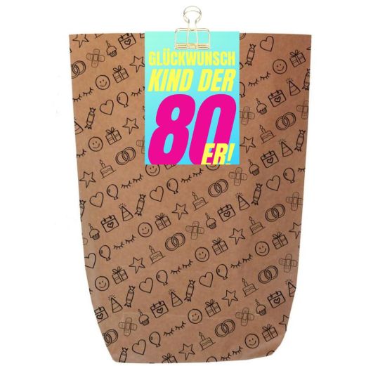 Geschenktüte GLÜCKWUNSCH KIND DER 80er - zum Befüllen