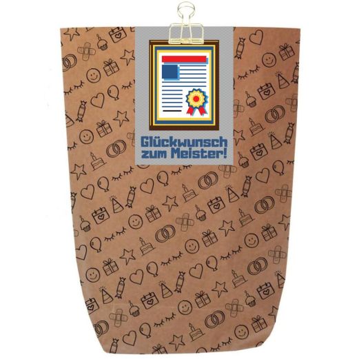 Geschenktüte GLÜCKWUNSCH ZUM MEISTER! Urkunde - zum Befüllen