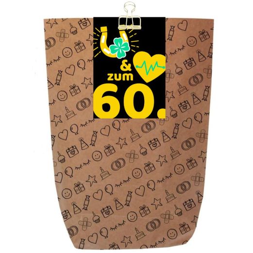 Geschenktüte zum 60. Geburtstag „Glück & Gesundheit“ – zum Befüllen