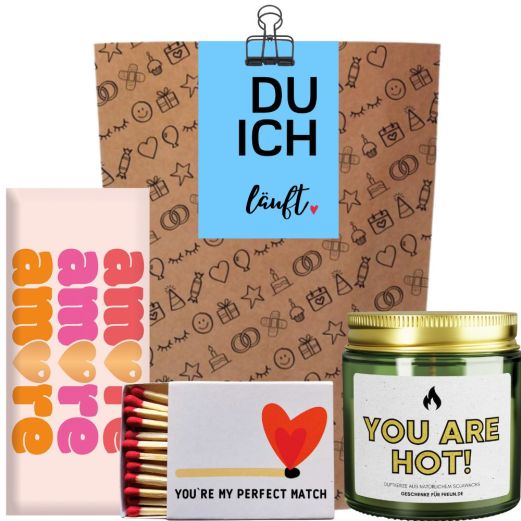 Geschenktüte für Verliebte „Du Ich Läuft“ (Set 4 - blau)